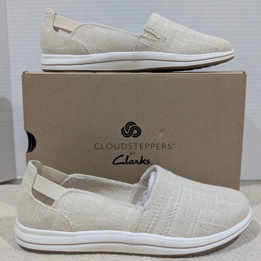 Clarks Cloudsteppers Breeze Step Loafers‎ Natural Interest Shimmer 8.5 M NIB
